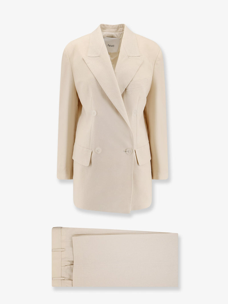 Hevo Traje Hevo Rocchetta de lino y viscosa beige - World Class Fashion
