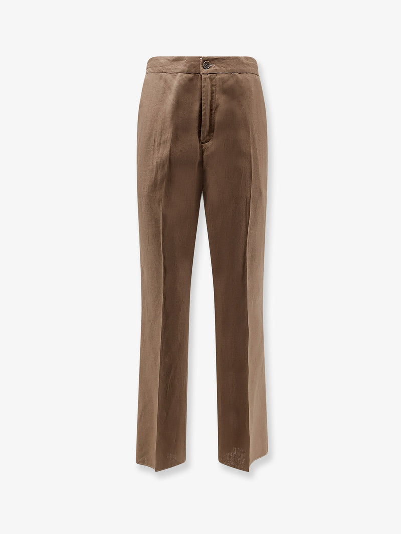 Hevo Hevo Torre Chianca Linen Viscose Trousers Brown - World Class Fashion