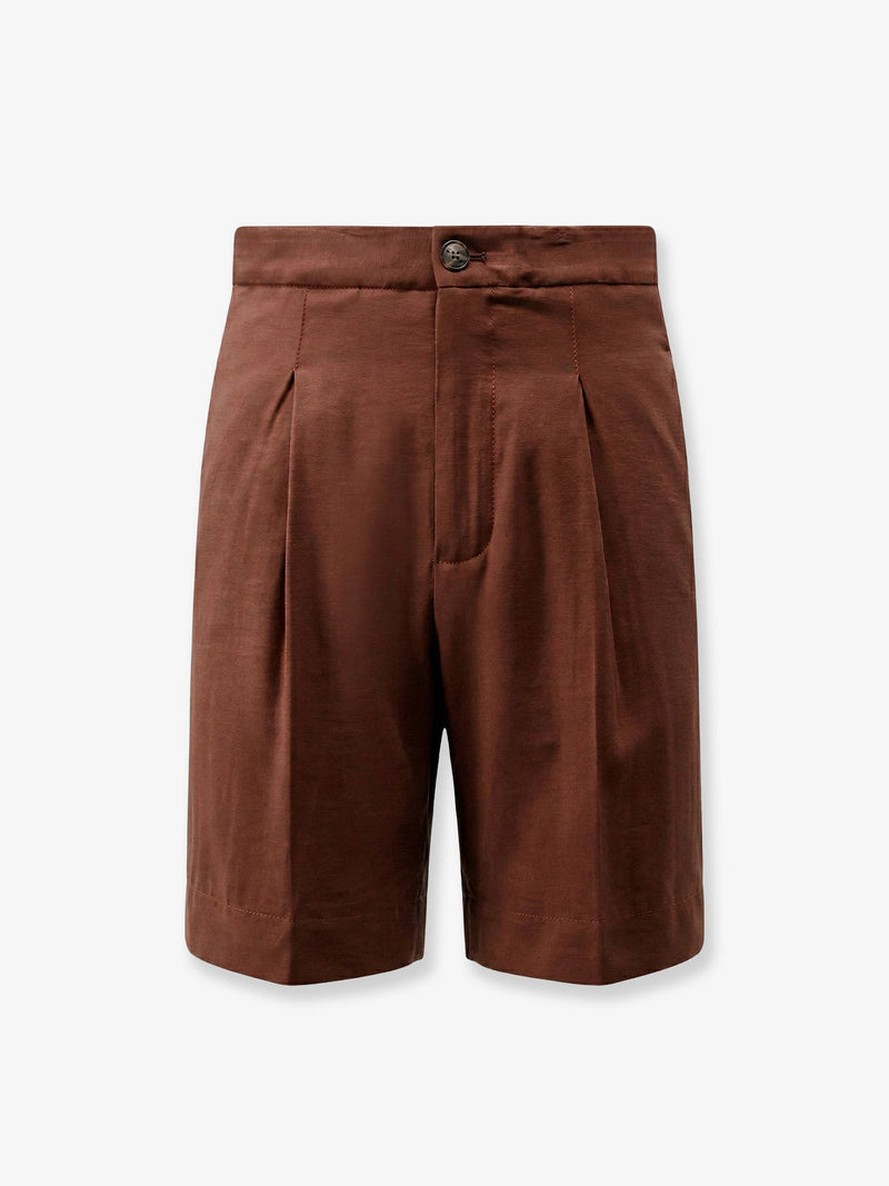 Hevo Hevo Torre Lapillo Modal Blend Bermuda Shorts Brown - World Class Fashion
