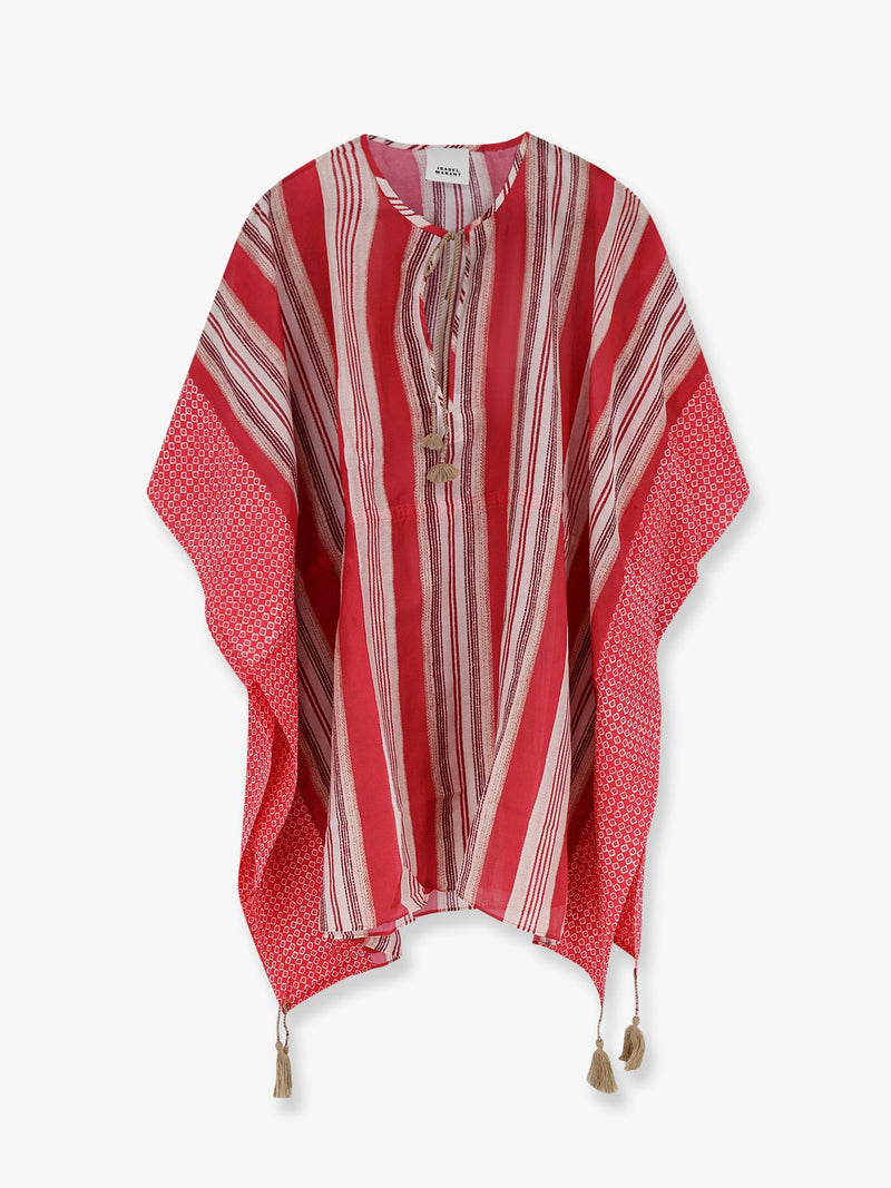 Isabel Marant Isabel Marant Loreliz Bata de Playa de Algodón y Seda Roja - World Class Fashion