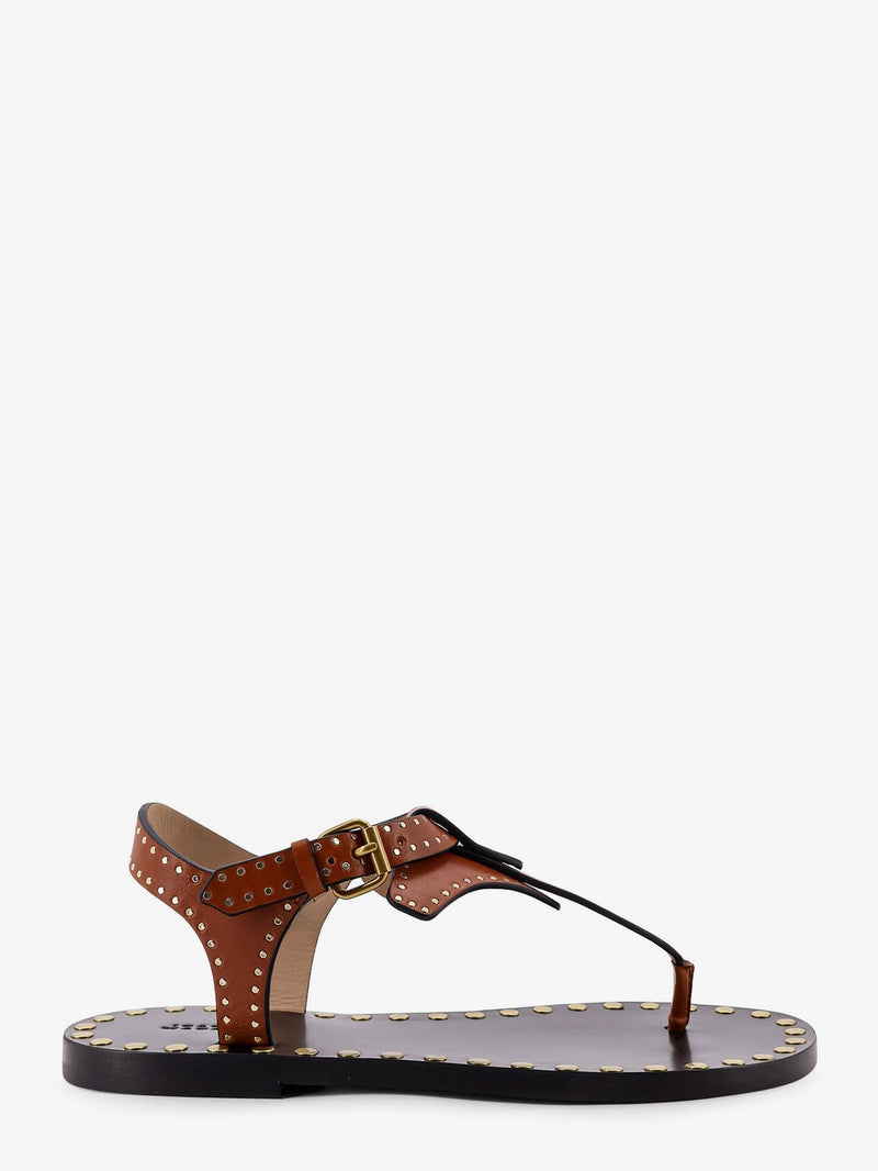 Isabel Marant Isabel Marant Joonya Flat Leather Sandals Brown - World Class Fashion