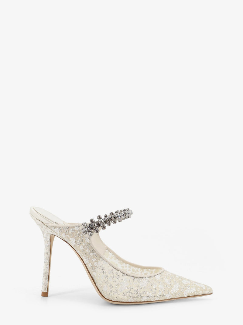 Jimmy Choo Zapatos de salón Jimmy Choo de tul bordado, plateado y blanco - World Class Fashion