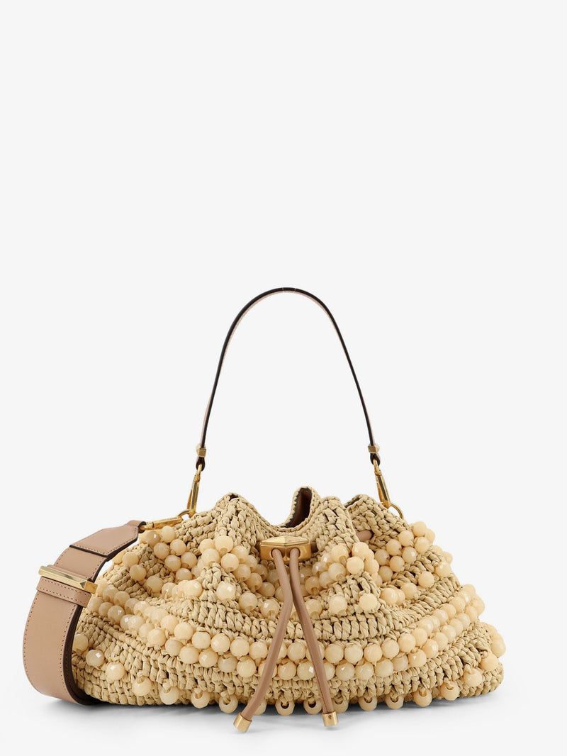 Jimmy Choo Jimmy Choo Bon Bon Raffia Crossbody Bag Beige - World Class Fashion