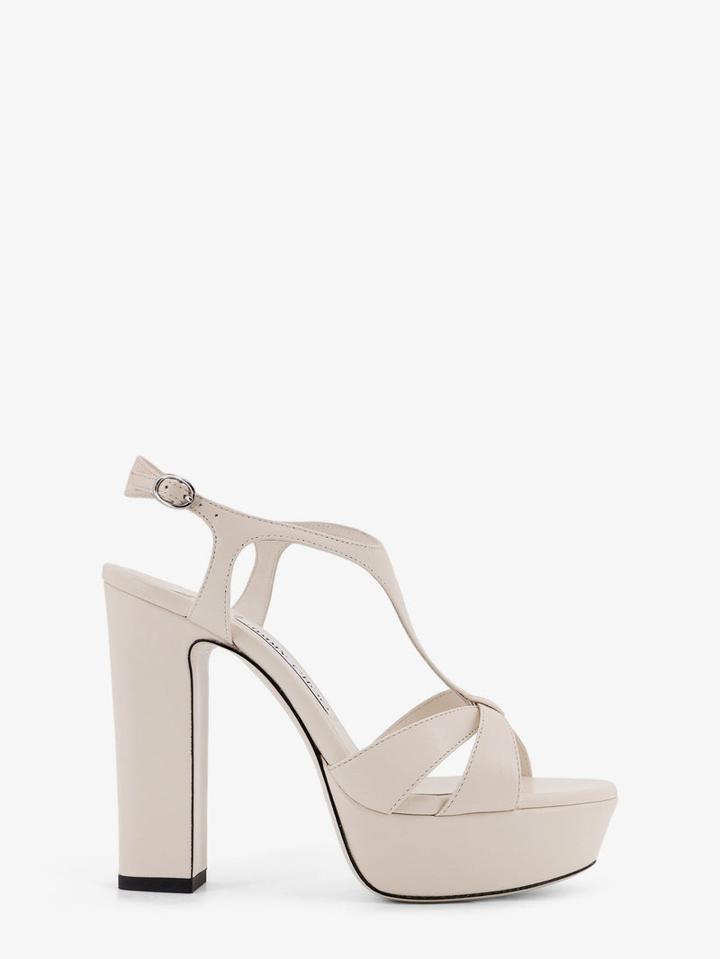 Jimmy Choo Jimmy Choo Kesia Leather Sandals White - World Class Fashion