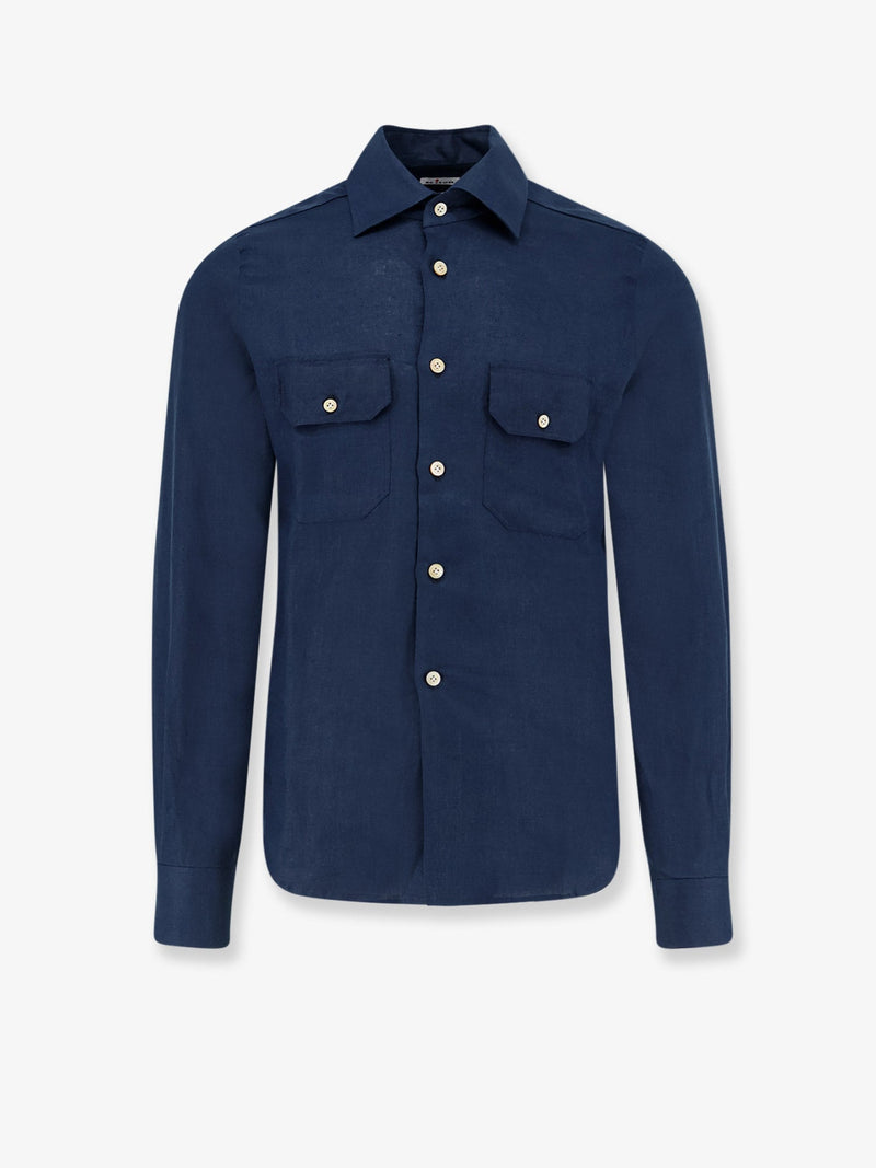 Kiton Ciro Paone Kiton Ciro Paone Linen Shirt Blue Navy - World Class Fashion