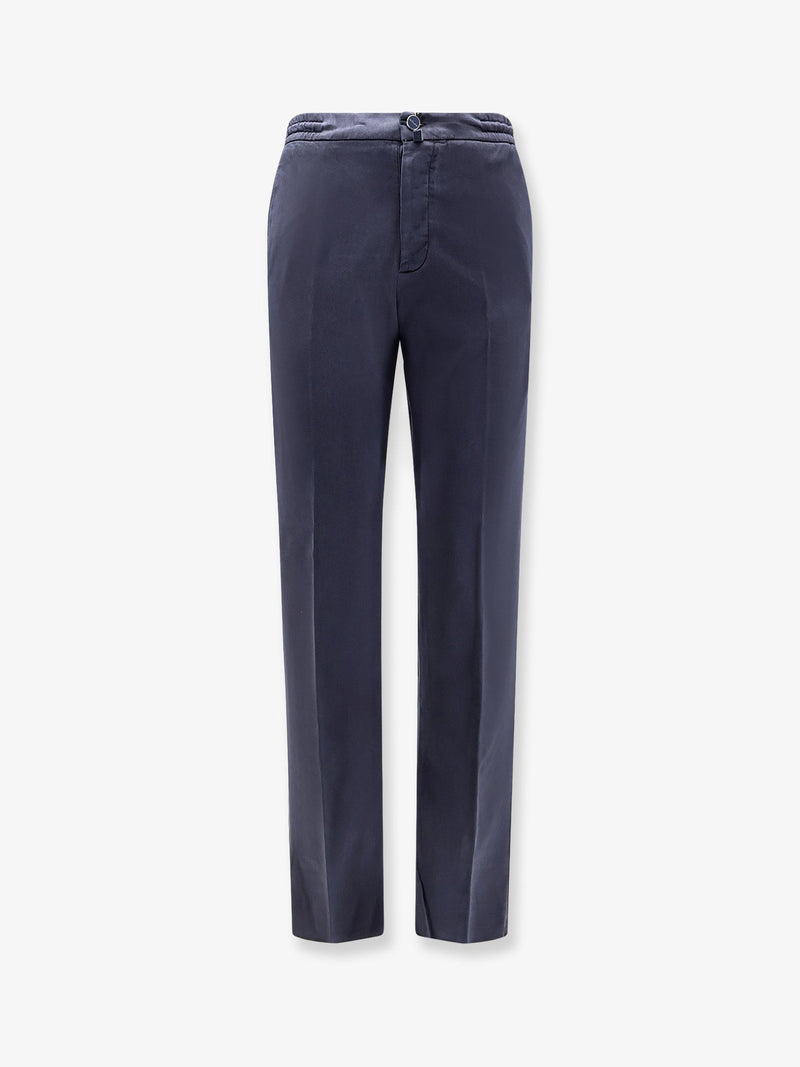 Kiton Ciro Paone Kiton Ciro Paone Lyocell Blend Trousers Navy Blue - World Class Fashion