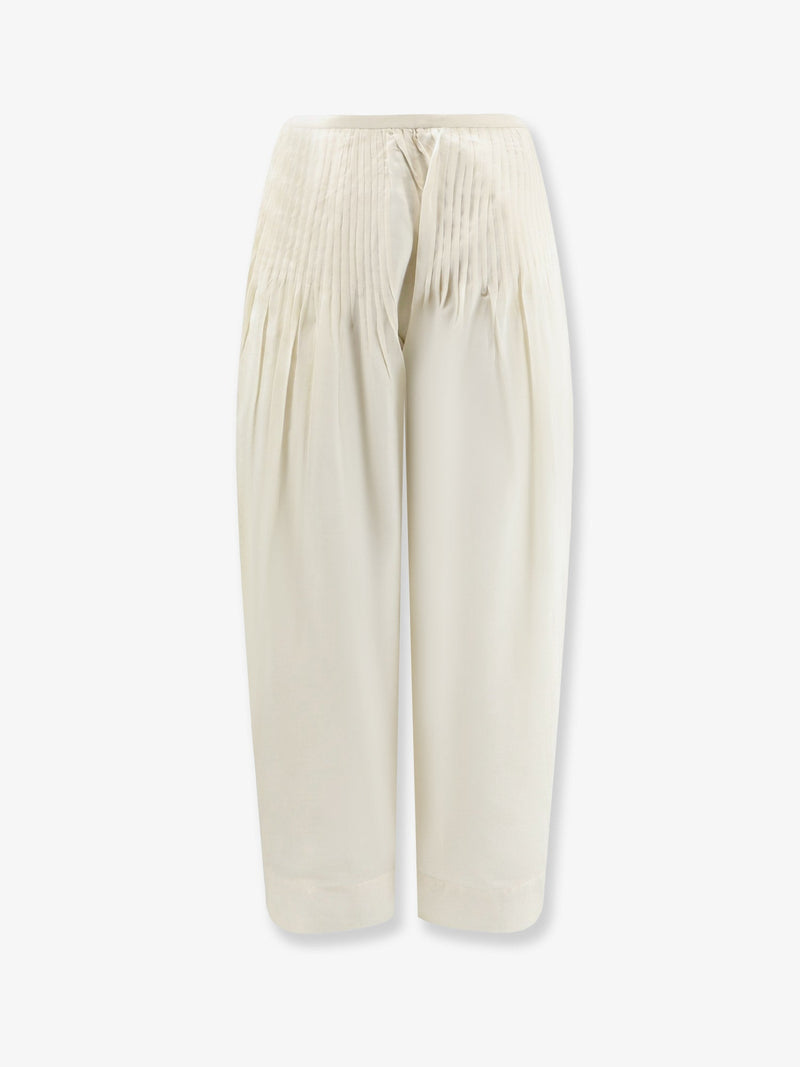 Lamrons Lamrons Modal and Silk Blend Trousers Beige Women - World Class Fashion