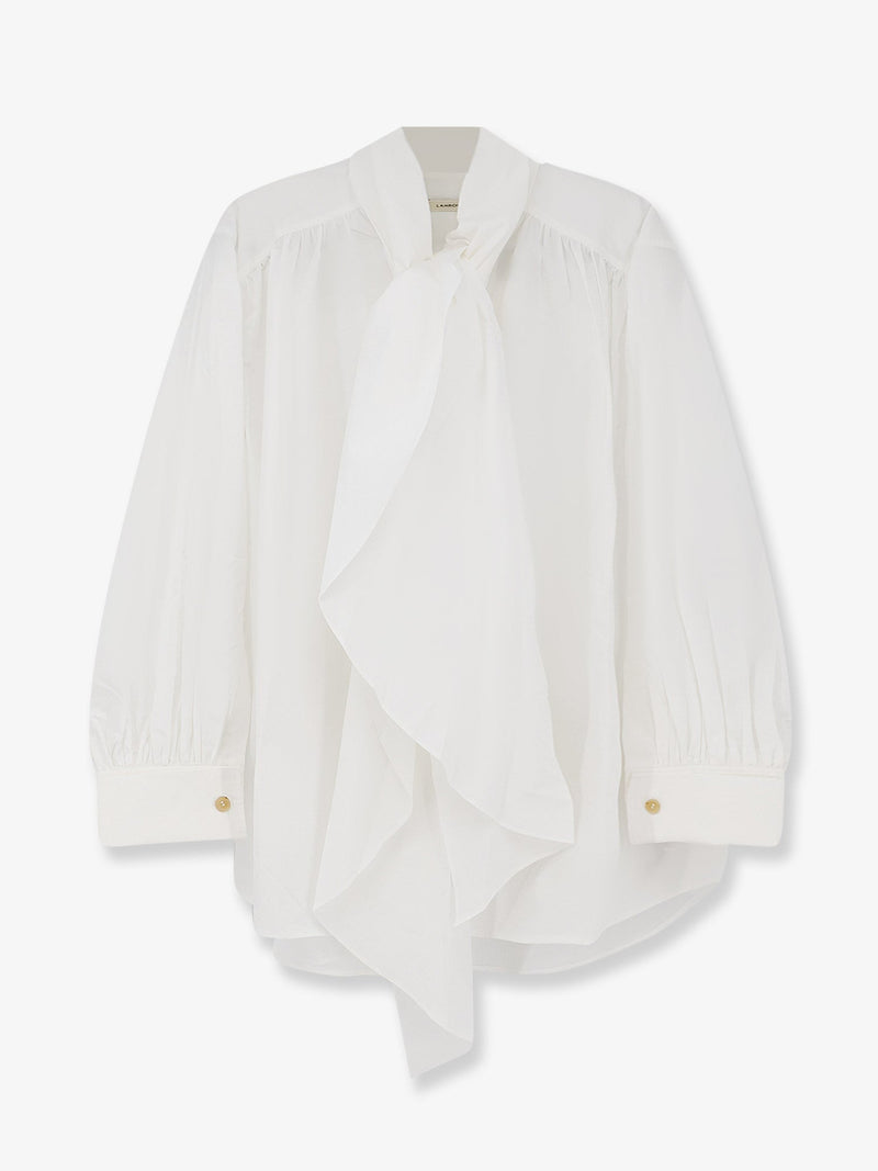 Lamrons Lamrons Cotton Shirt with Knot Detail White - World Class Fashion