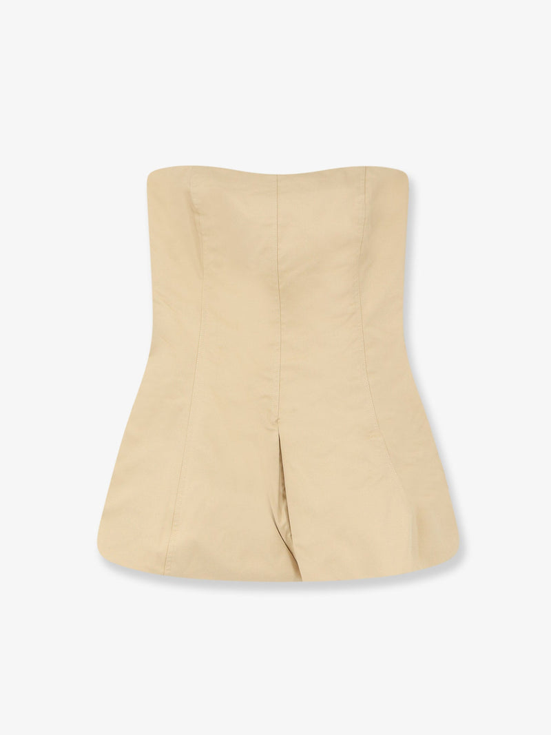 Lamrons Lamrons Cotton and Silk Blend Top Beige Women - World Class Fashion