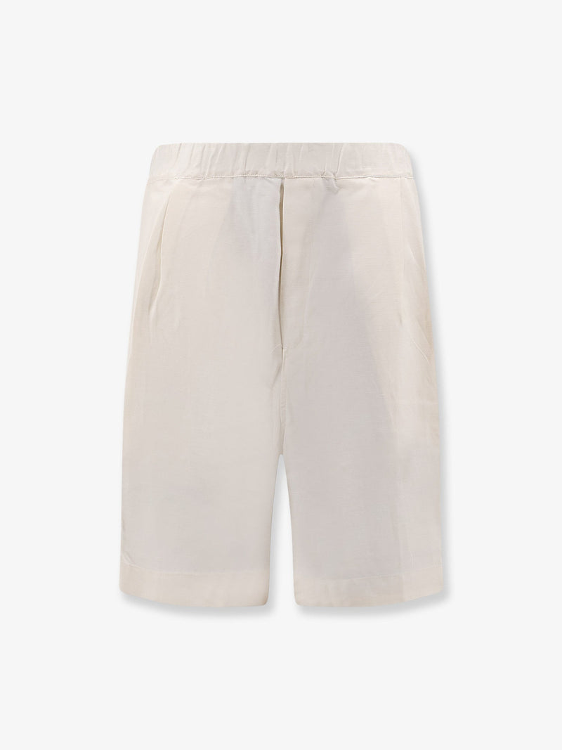 Laneus Laneus Viscose Linen Bermuda Shorts Beige Men - World Class Fashion