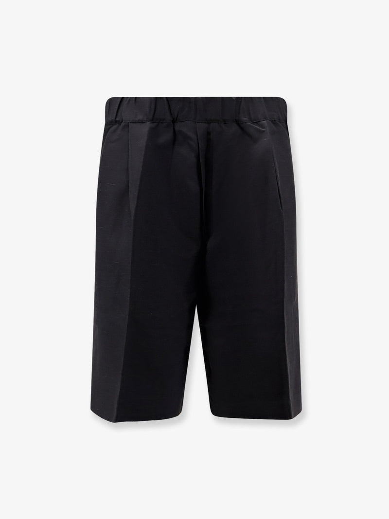 Laneus Laneus Viscose and Linen Bermuda Shorts Black - World Class Fashion