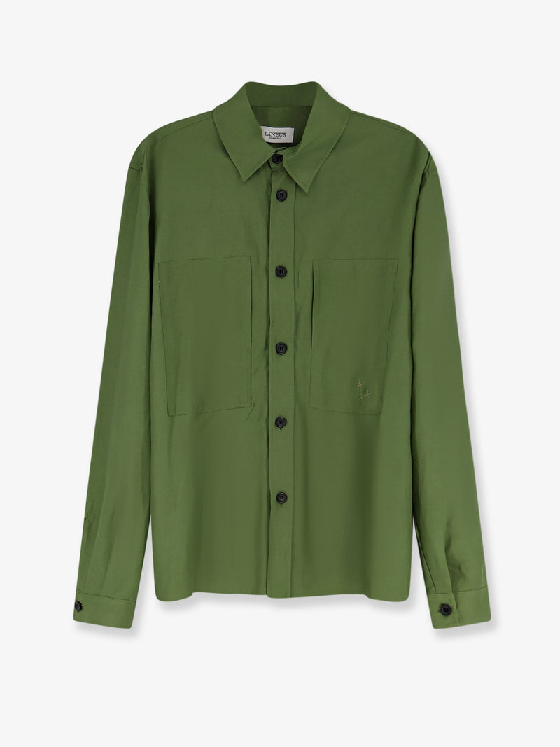 Laneus Laneus Viscose and Linen Shirt Green Men - World Class Fashion