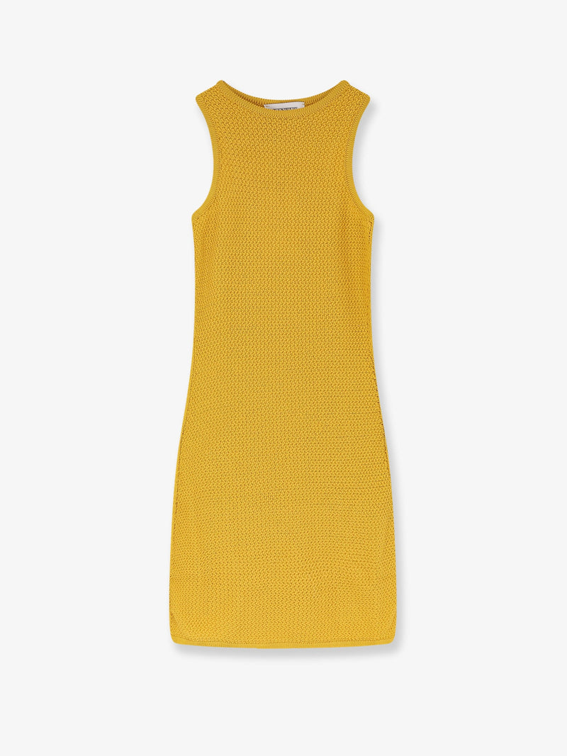 Laneus Vestido de punto de algodón Laneus amarillo - World Class Fashion
