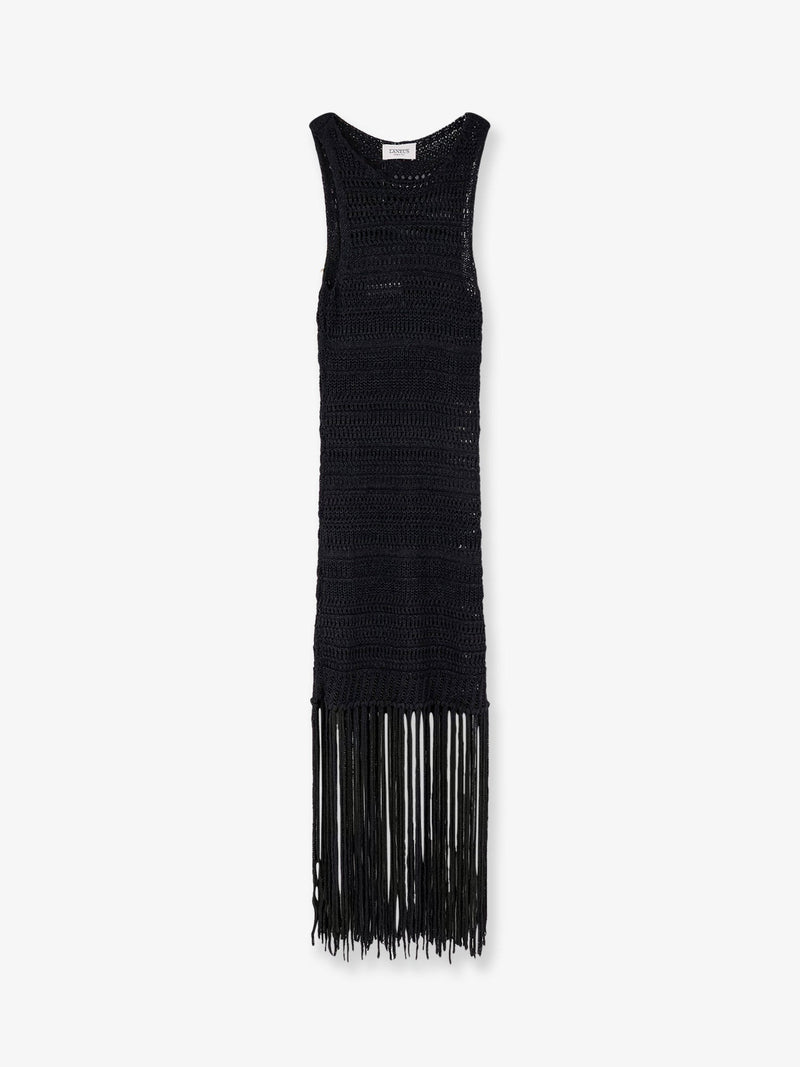 Laneus Vestido Laneus de viscosa y poliéster reciclado negro - World Class Fashion