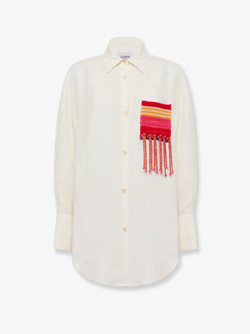 Laneus Laneus Viscose and Linen Shirt White - World Class Fashion