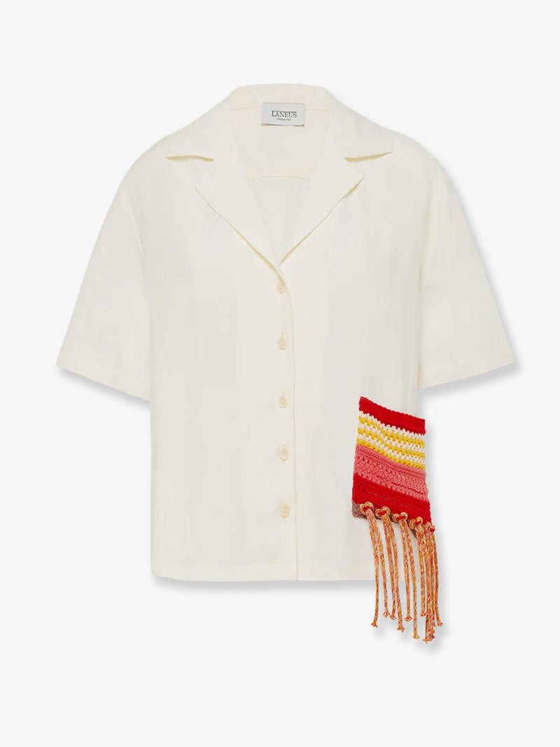 Laneus Laneus Viscose Linen Blend Shirt Beige - World Class Fashion