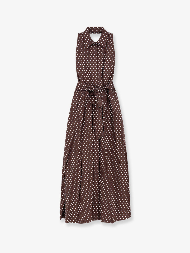Lavi Lavi Caprese Polka-Dots Cotton Dress Brown - World Class Fashion