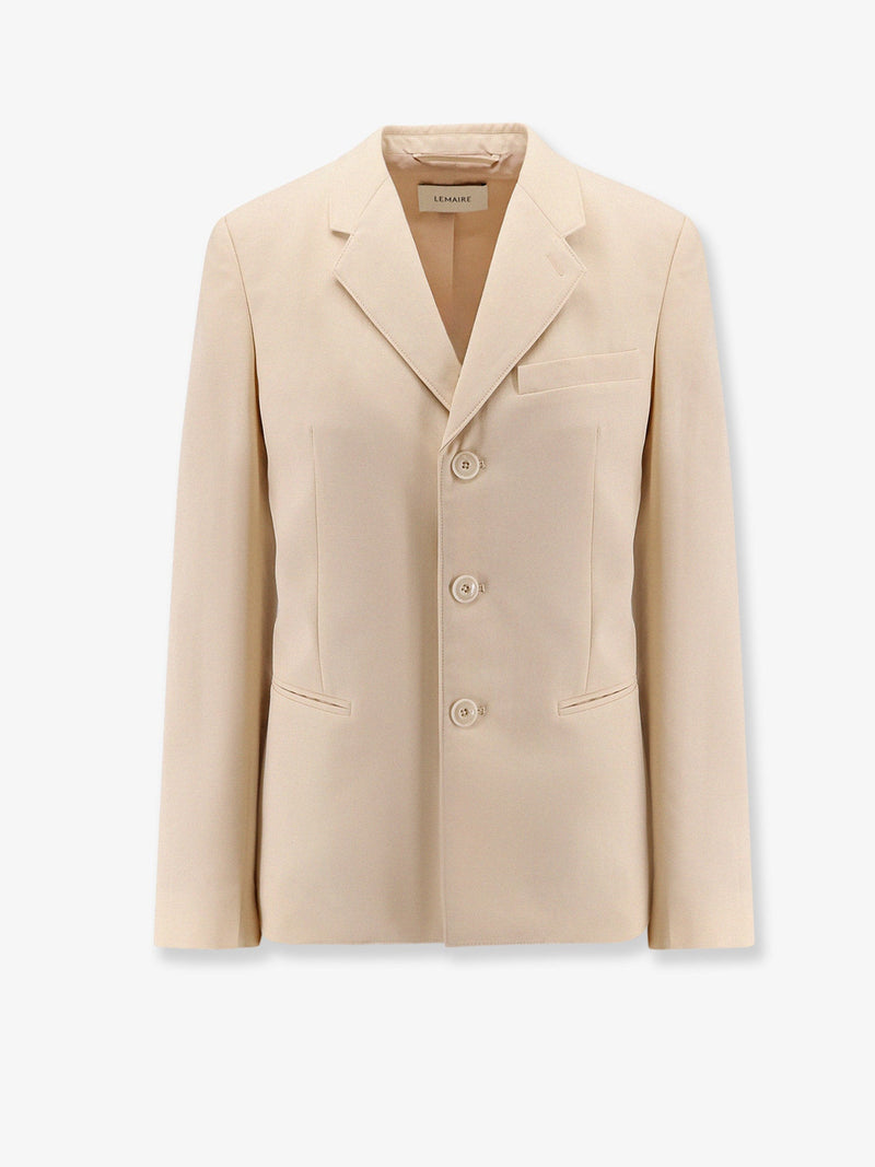 Lemaire Lemaire Single-Breasted Wool Viscose Blazer Beige - World Class Fashion