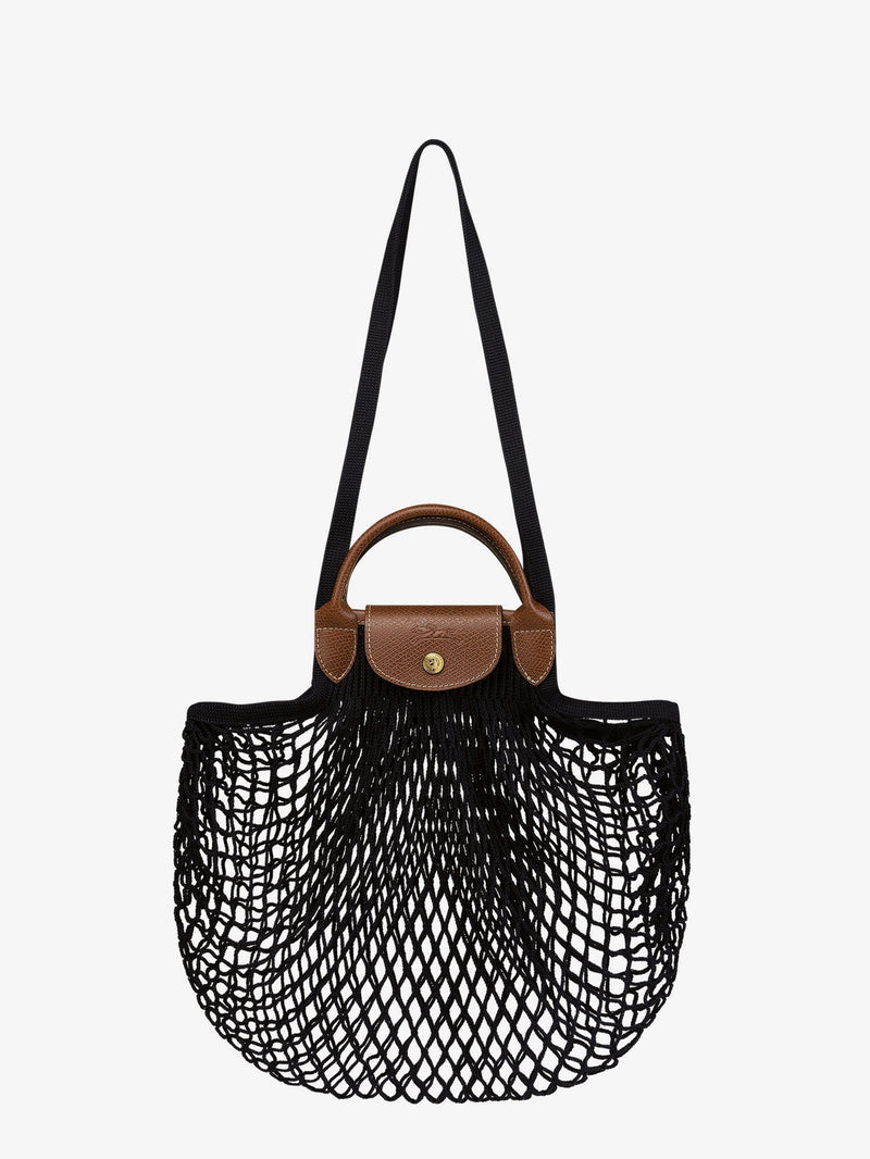 Longchamp Paris Longchamp Paris Le Pliage Filet L Malla y Cuero Negro - World Class Fashion