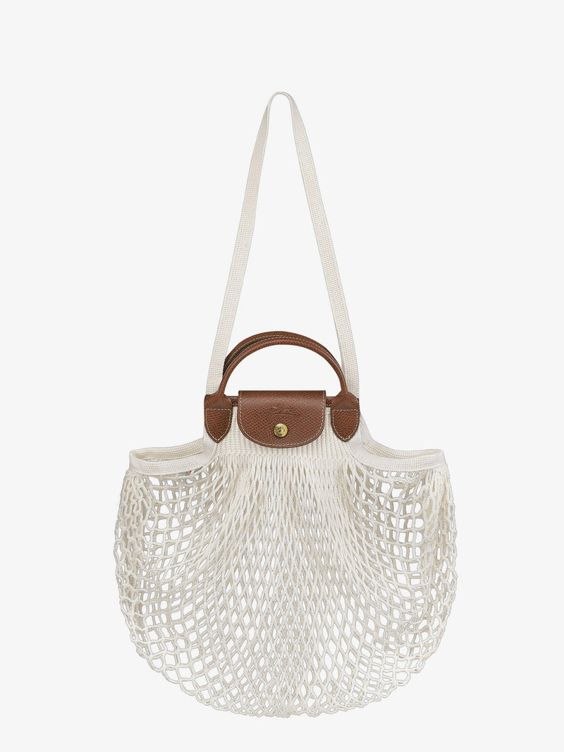 Longchamp Paris Longchamp Paris Le Pliage Filet L Malla y cuero Blanco - World Class Fashion