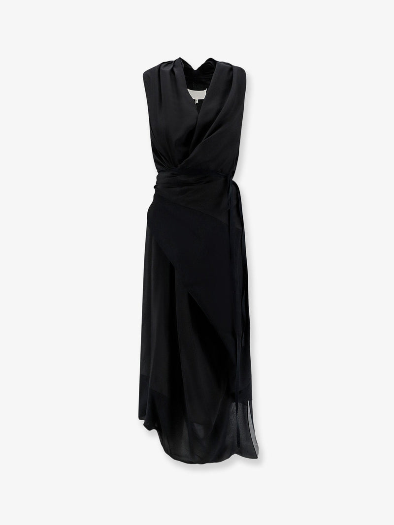 Maison Margiela Maison Margiela Silk Wrap Dress Black - World Class Fashion