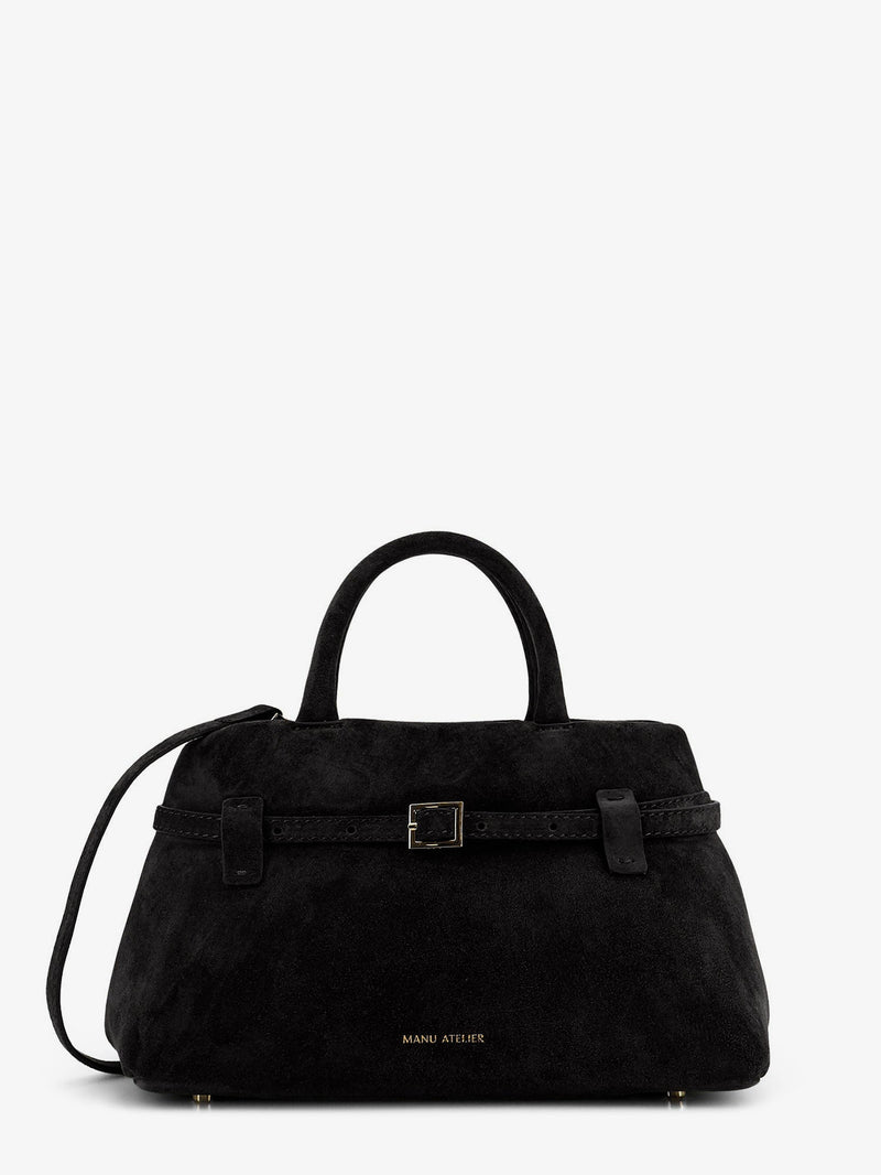 Manu Atelier Manu Atelier Le Cambon 25 Suede Crossbody Bag Black - World Class Fashion