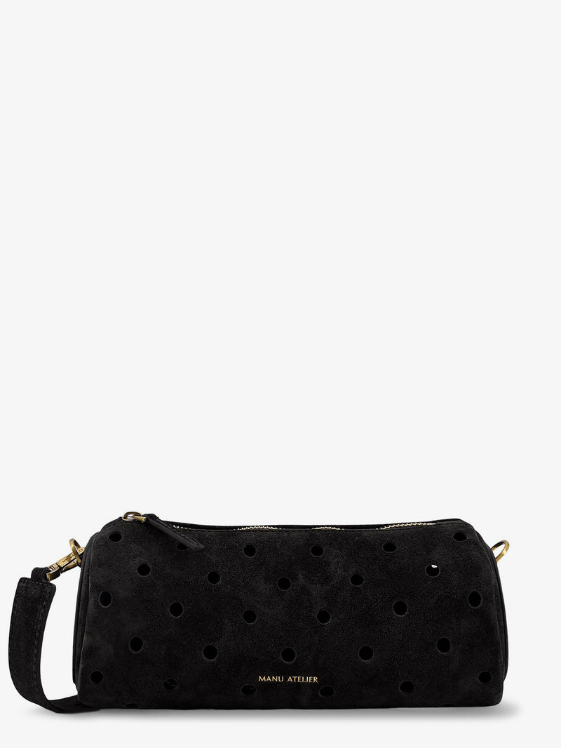 Manu Atelier Manu Atelier Mini Cylinder Suede Crossbody Bag Black - World Class Fashion