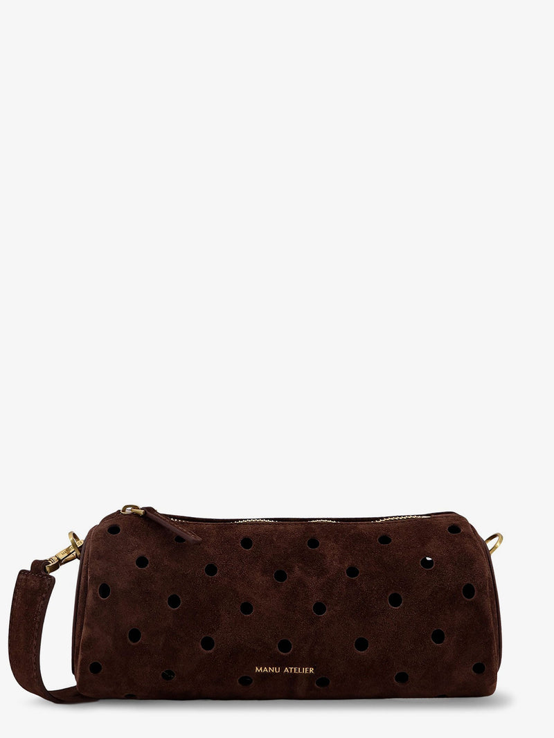 Manu Atelier Manu Atelier Mini Cylinder Suede Crossbody Bag Deep Brown - World Class Fashion