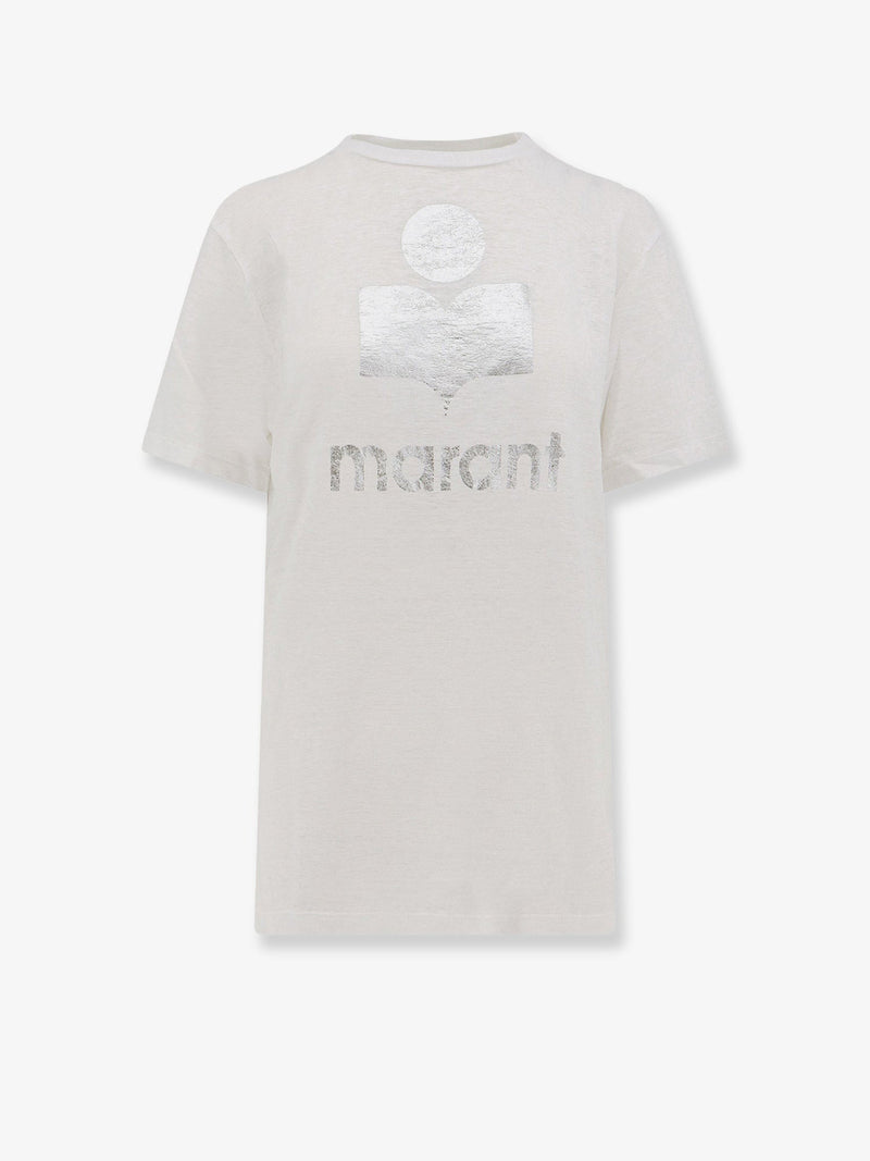 Marant Étoile Marant Étoile Linen T-Shirt Laminated Logo White - World Class Fashion