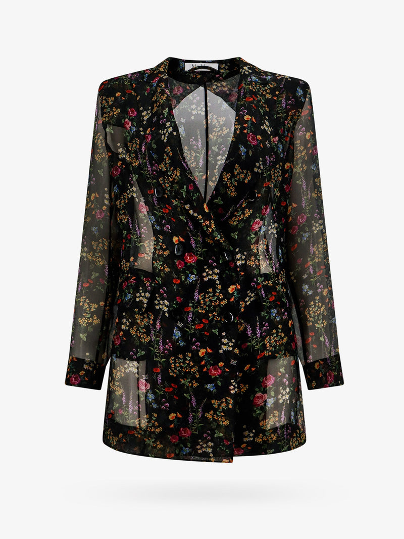 Max Mara Max Mara Silk Blazer Floral Print Black - World Class Fashion