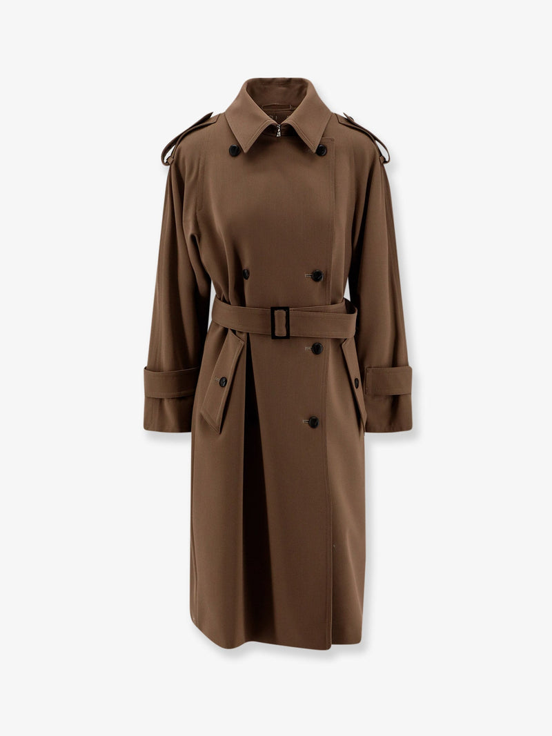Max Mara Max Mara Mxmcerto Virgin Wool Trench Brown - World Class Fashion