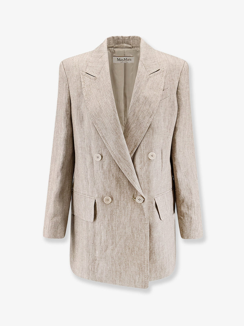 Max Mara Max Mara Mxmolimpia Linen Blazer Beige - World Class Fashion
