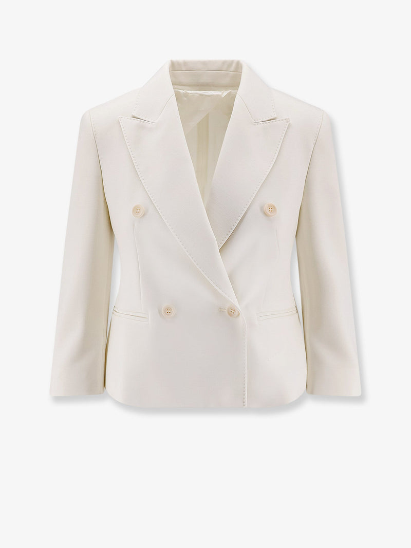 Max Mara Max Mara Mxmdorico Americana de Lana Virgen Elástica Blanca - World Class Fashion