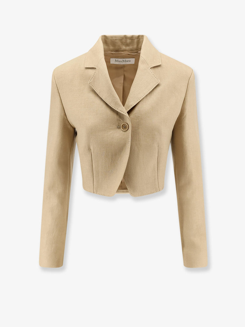Max Mara Max Mara Mxsbuono Linen Blazer Beige - World Class Fashion