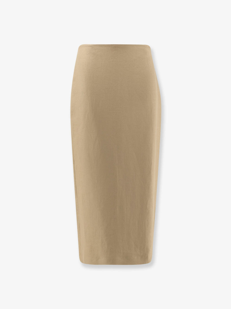 Max Mara Max Mara Mxsveranda Linen Midi Skirt Beige - World Class Fashion