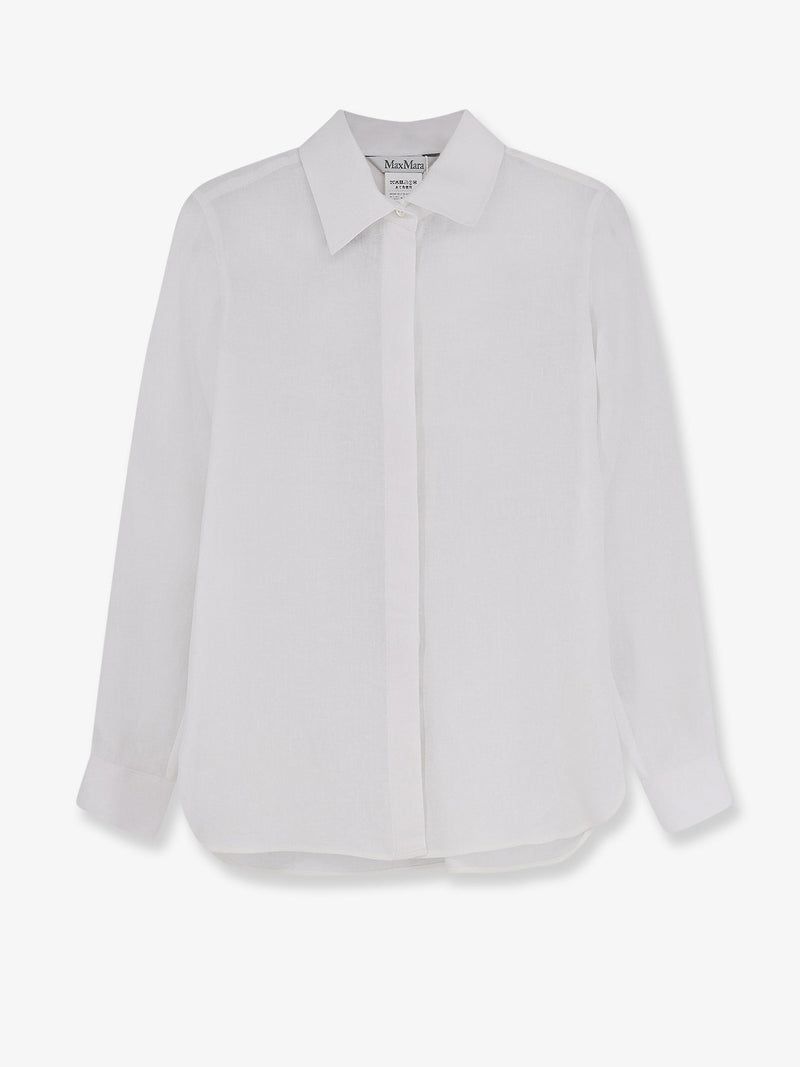 Max Mara Max Mara Mxmfalasco Linen Shirt White - World Class Fashion