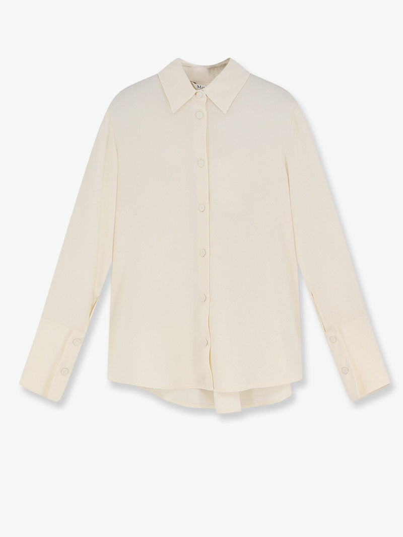 Max Mara Max Mara Mxpvoliera Stretch Silk Shirt Beige - World Class Fashion