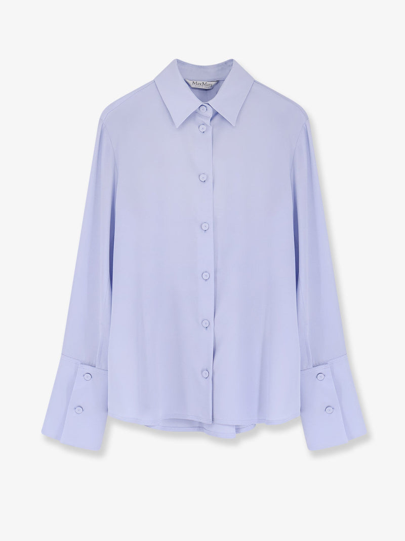 Max Mara Max Mara Mxpvoliera Stretch Silk Shirt Blue - World Class Fashion