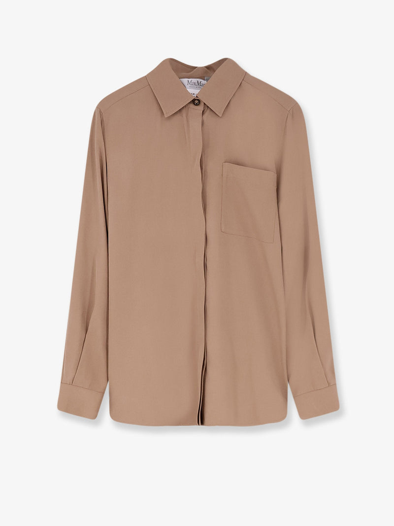 Max Mara Max Mara Mxmsiamese Silk Shirt Brown - World Class Fashion