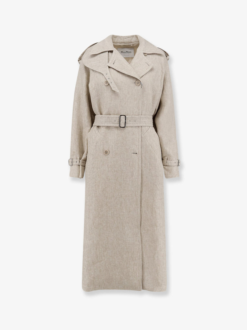 Max Mara Max Mara Mxspedaggi Linen Trench Beige - World Class Fashion