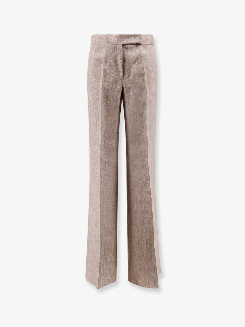 Max Mara Max Mara Mxmdeserto Linen Trousers Beige - World Class Fashion