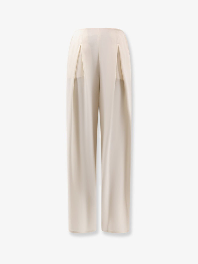 Max Mara Pantalones de seda Max Mara Mxppalude blancos - World Class Fashion