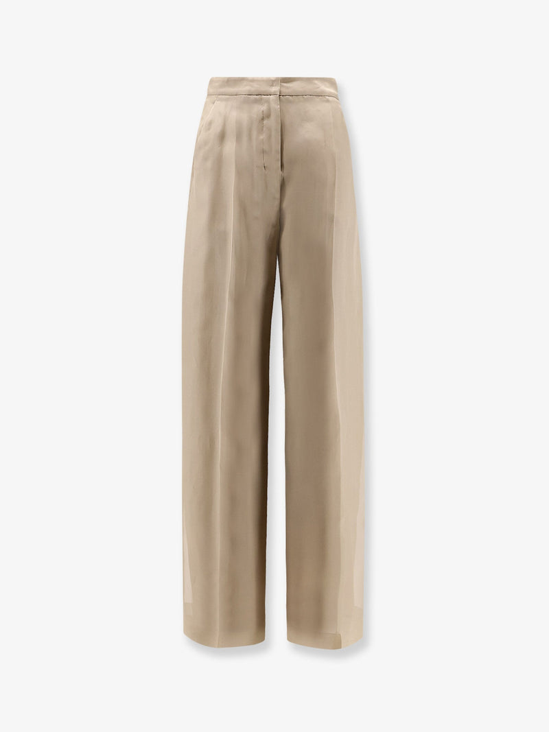 Max Mara Max Mara Mxeolivi Silk Trousers Beige - World Class Fashion