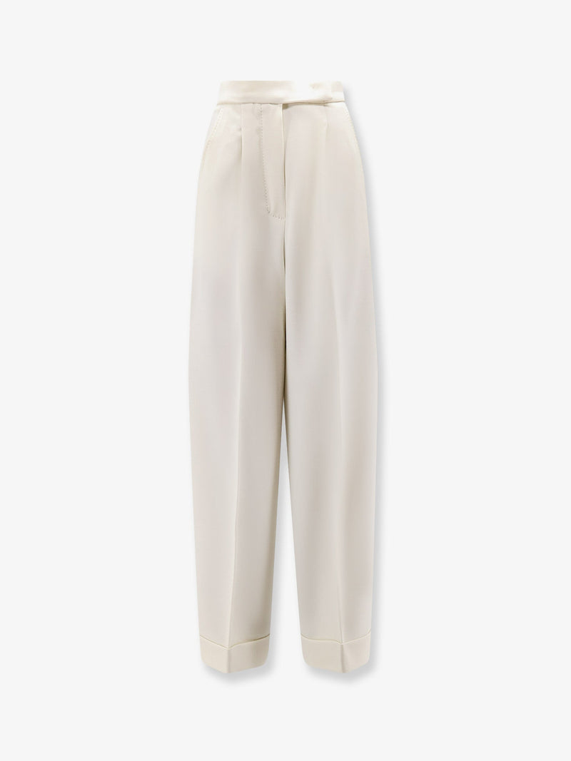 Max Mara Max Mara Virgin Wool Trousers White - World Class Fashion