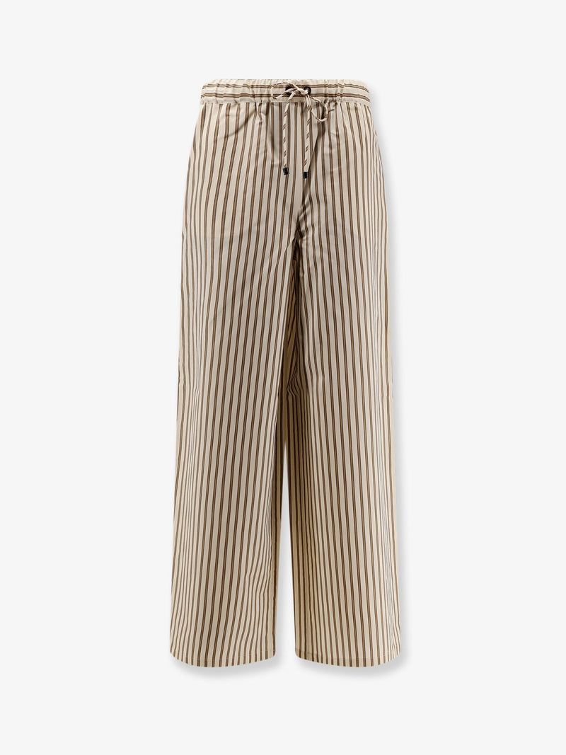 Max Mara Max Mara Mxmordine Cotton and Silk Trousers Beige - World Class Fashion