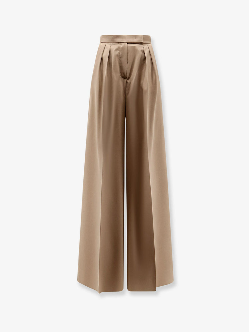 Max Mara Max Mara Virgin Wool Quorum Trousers Beige - World Class Fashion