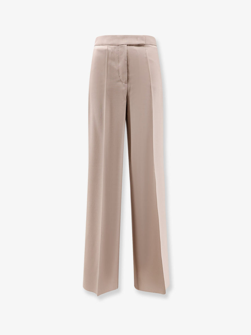 Max Mara Max Mara Virgin Wool Mohair Silk Trousers Beige - World Class Fashion