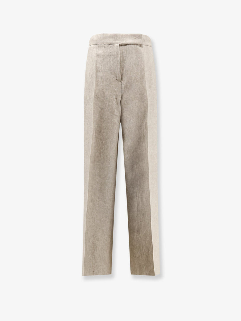 Max Mara Max Mara Linen Ginnico Trousers Beige - World Class Fashion