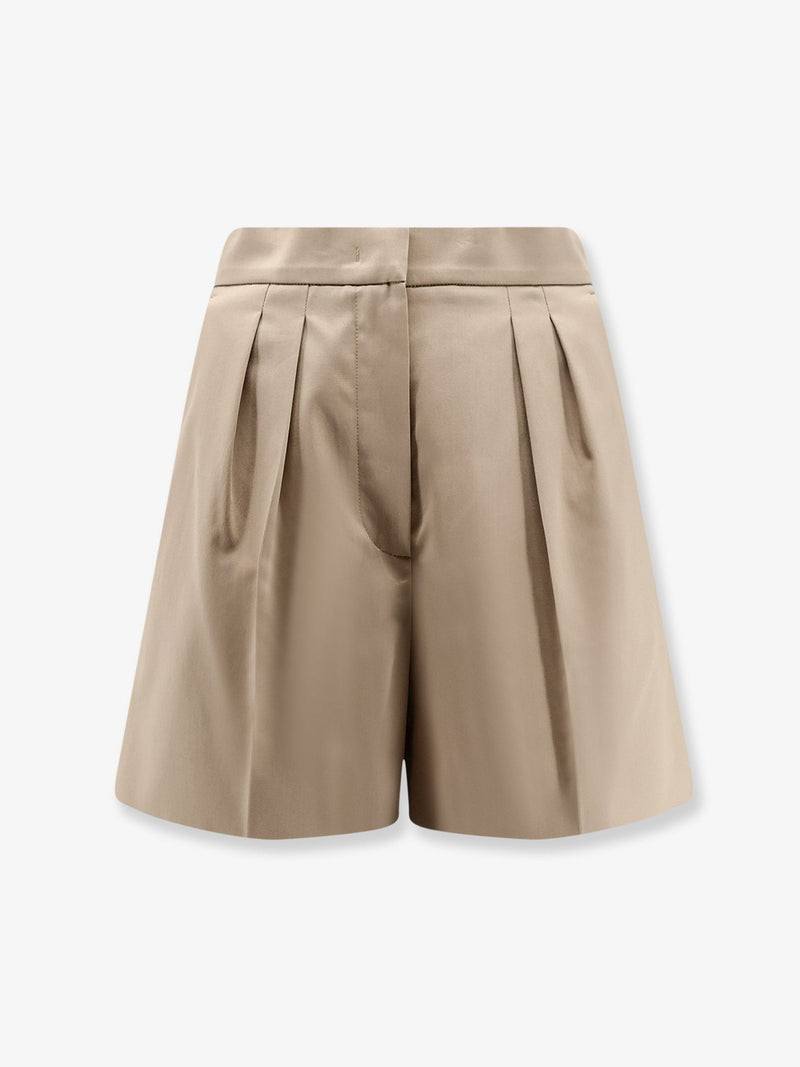 Max Mara Max Mara Tabacco Stretch Cotton Shorts Beige - World Class Fashion