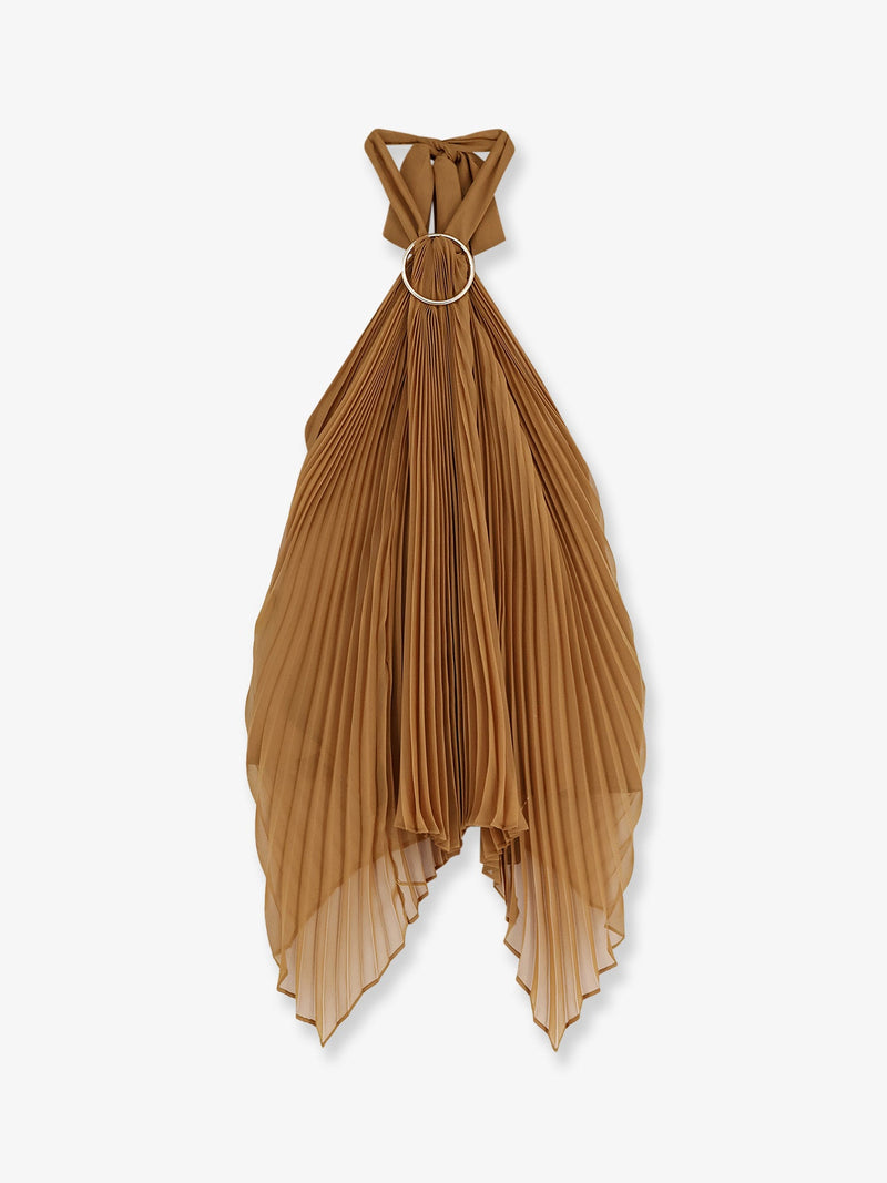 Max Mara Max Mara Mxevalzer Pleated Top Brown - World Class Fashion